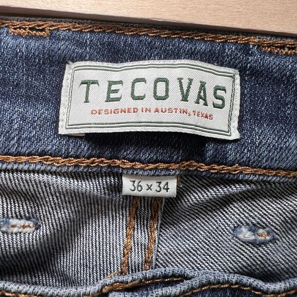 Tecovas Jeans Mens Size 36x34 Dark Wash Blue Standard Fit Denim Cowboy Rancher - Picture 8 of 14